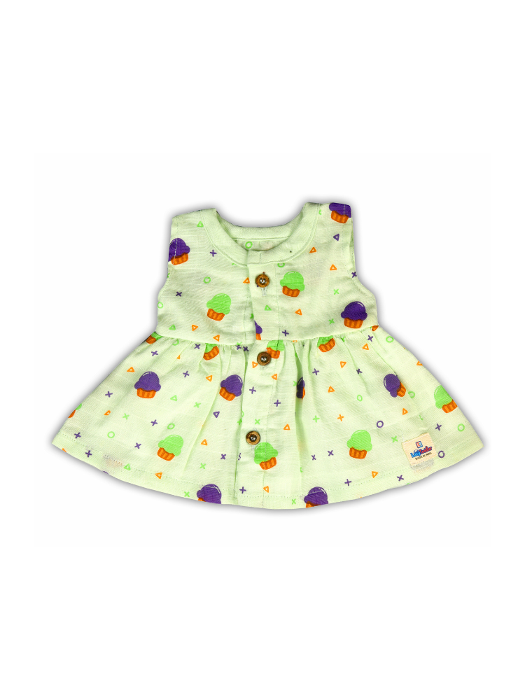 Green Cupcake Preemie Baby Muslin Frock