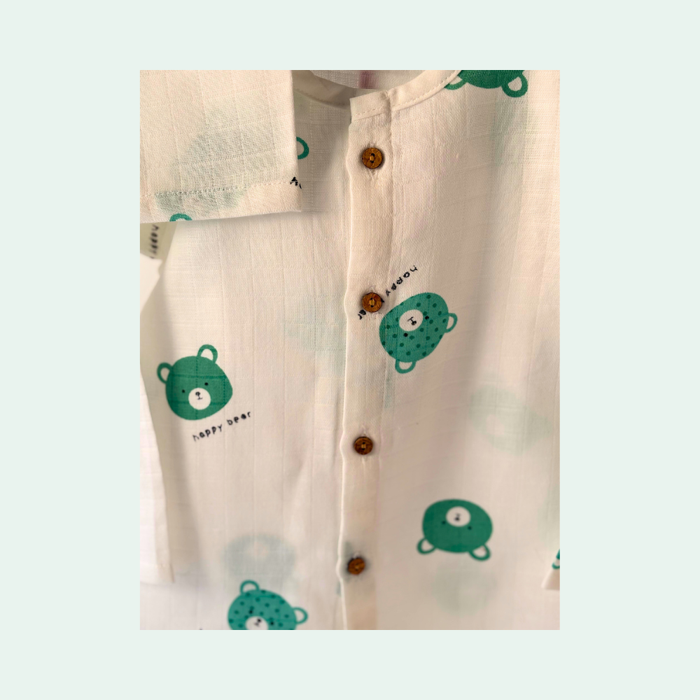 Green Bear Muslin Co ord Set