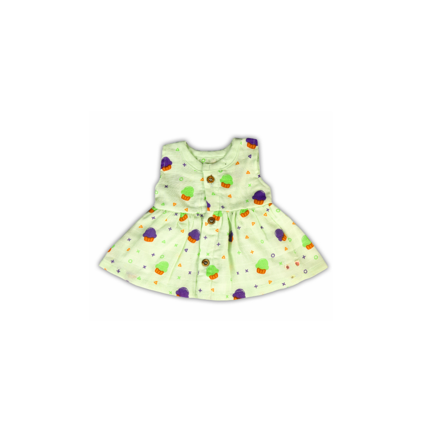 Green Cupcake Preemie Baby Muslin Frock