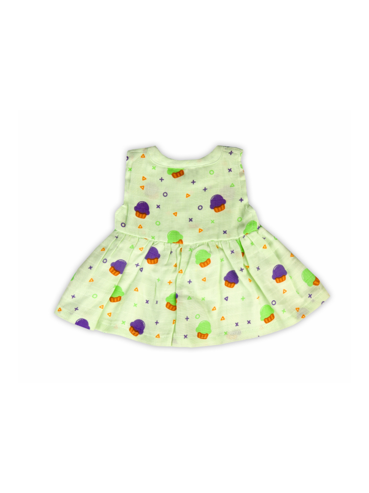 Green Cupcake Preemie Baby Muslin Frock