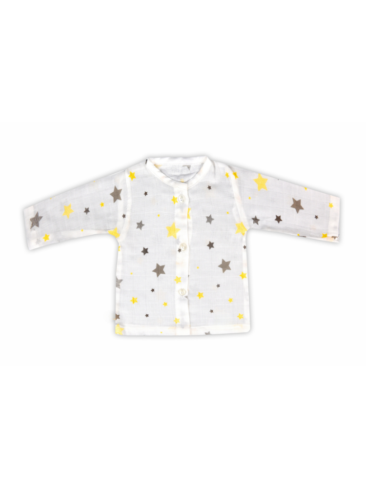 Yellow Star Jabla Full Sleeves Muslin