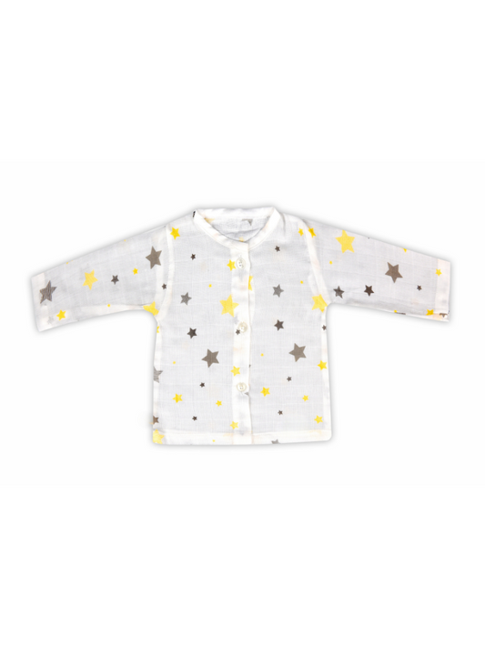 Yellow Star Jabla Full Sleeves Muslin