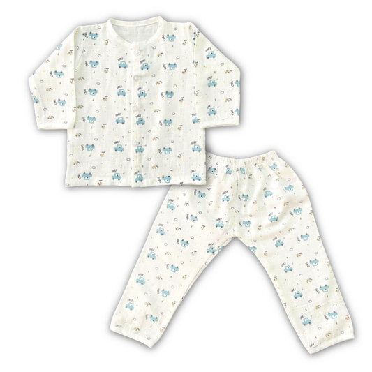 Blue Car Pyjama Set Muslin