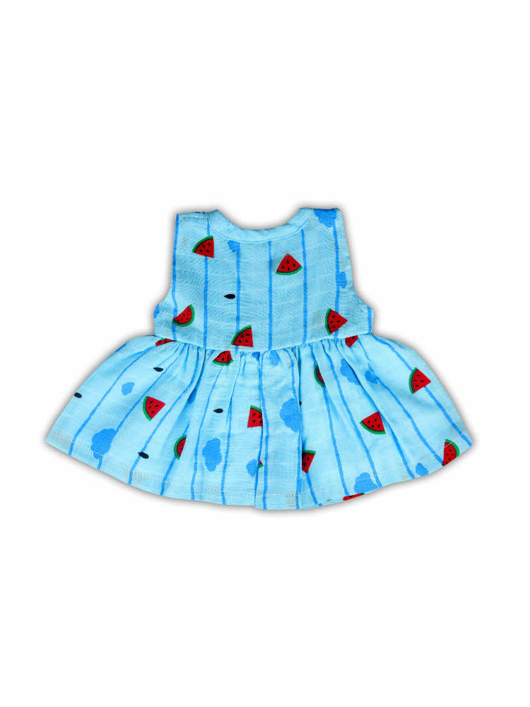 Blue Watermelon Preemie Baby Muslin Frock