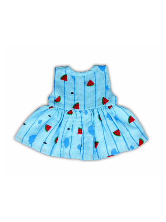Blue Watermelon Preemie Baby Muslin Frock