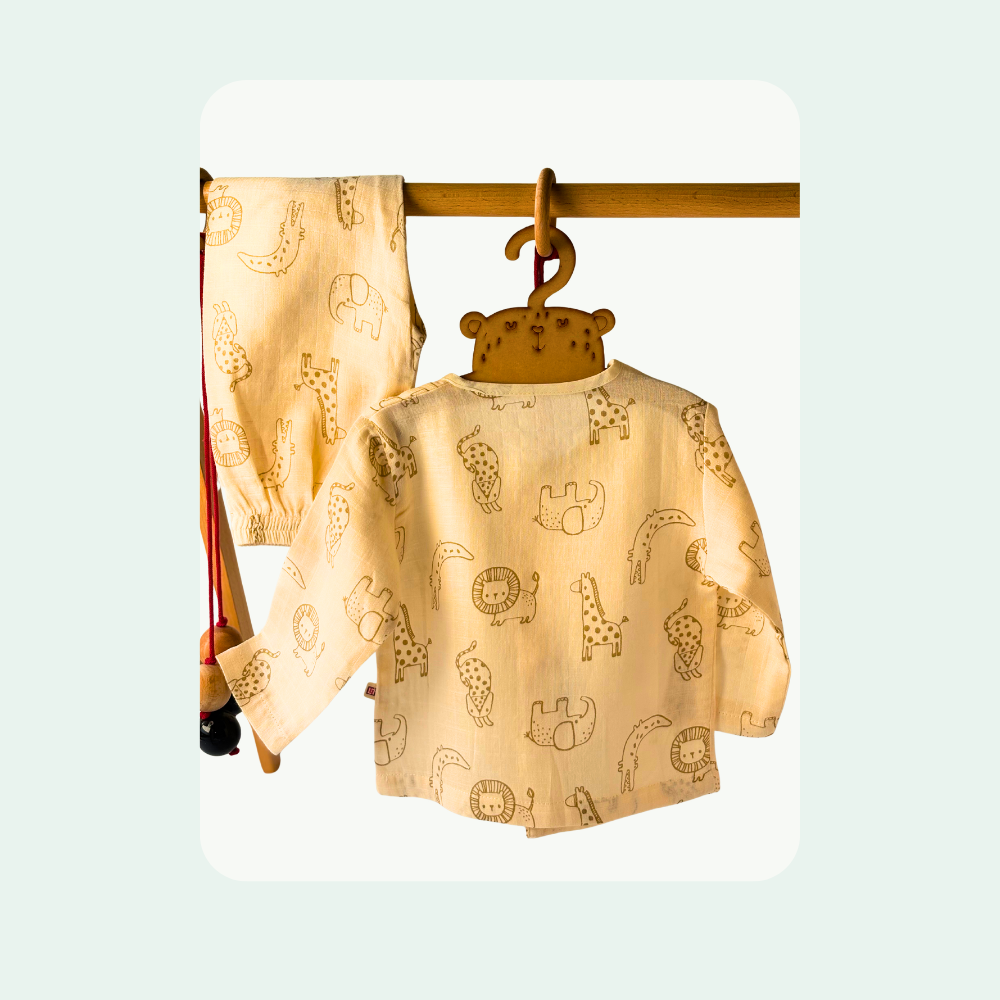 Beige Elephant Muslin Co ord Set