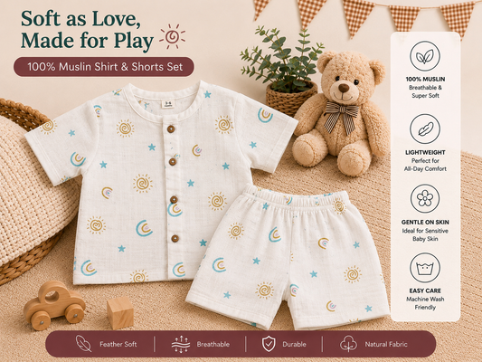 Yellow Rainbow Shirt and Shorts Set