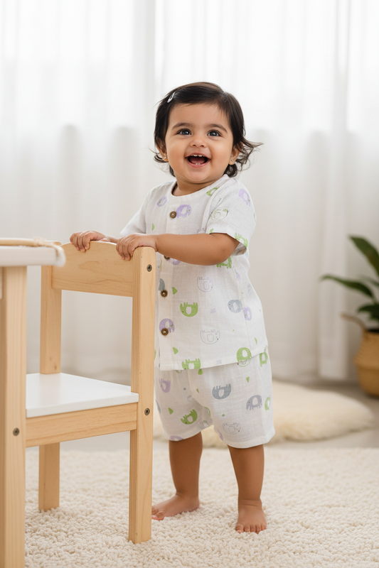 Purple Elephant Shirt and shorts set