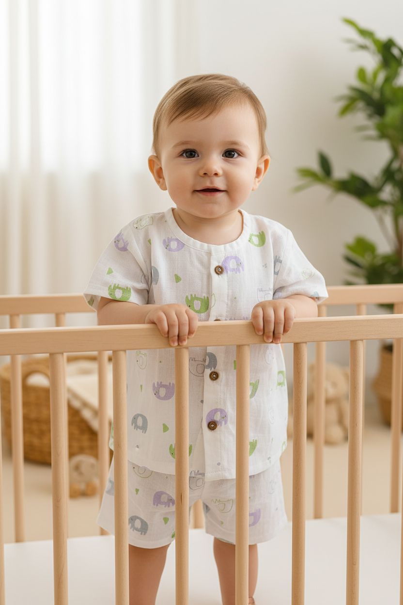 Purple Elephant Shirt and shorts set