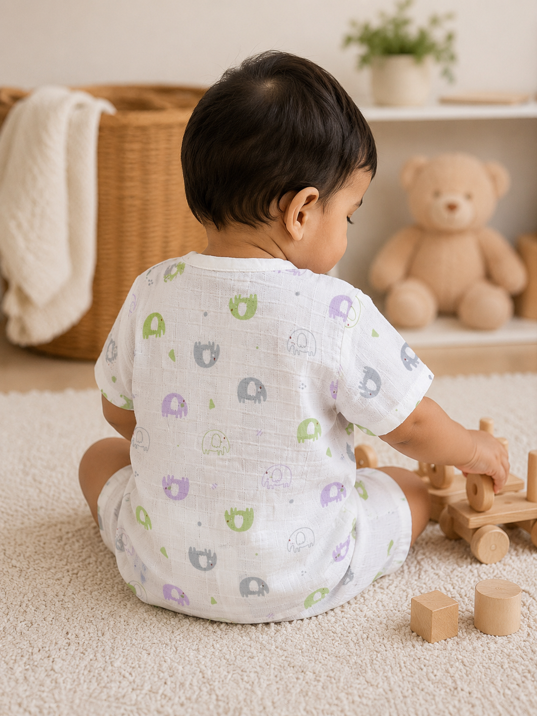 Purple Elephant Shirt and shorts set