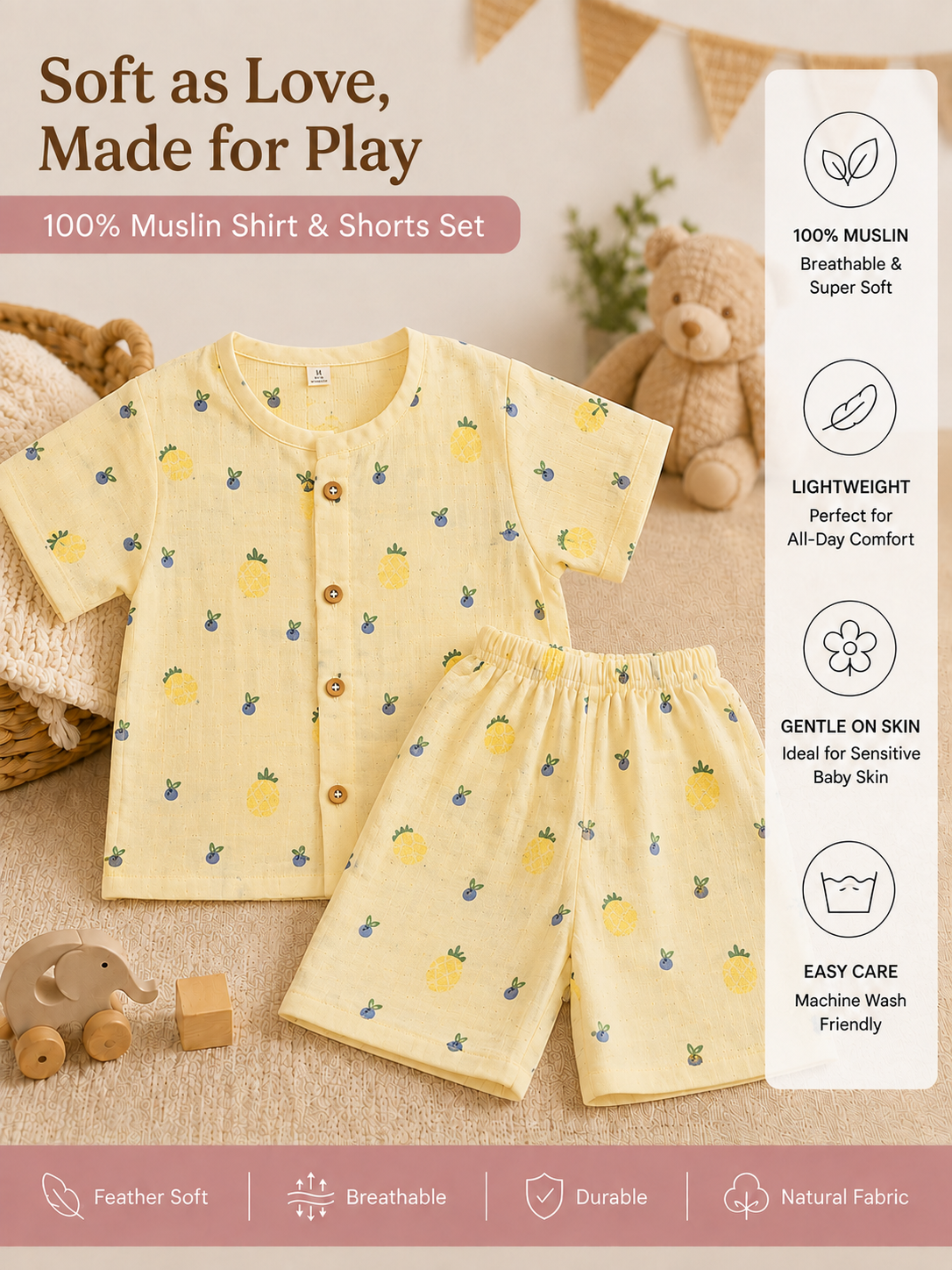 Blue Berry Shirt and Shorts Set