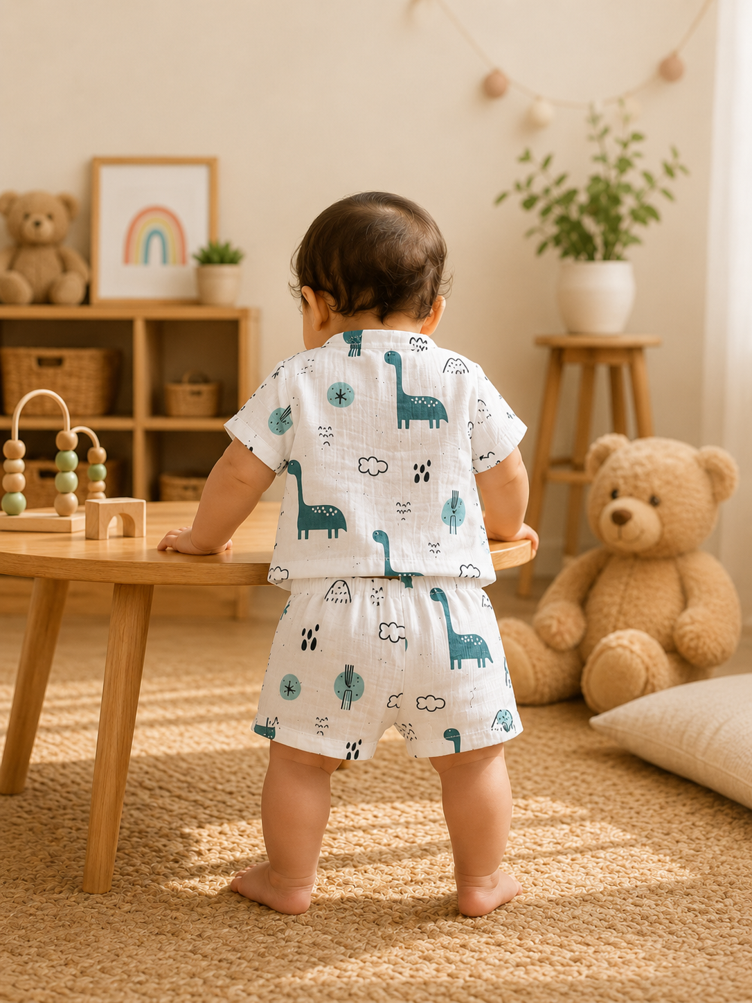 Blue Dino Shirt And Shorts Set