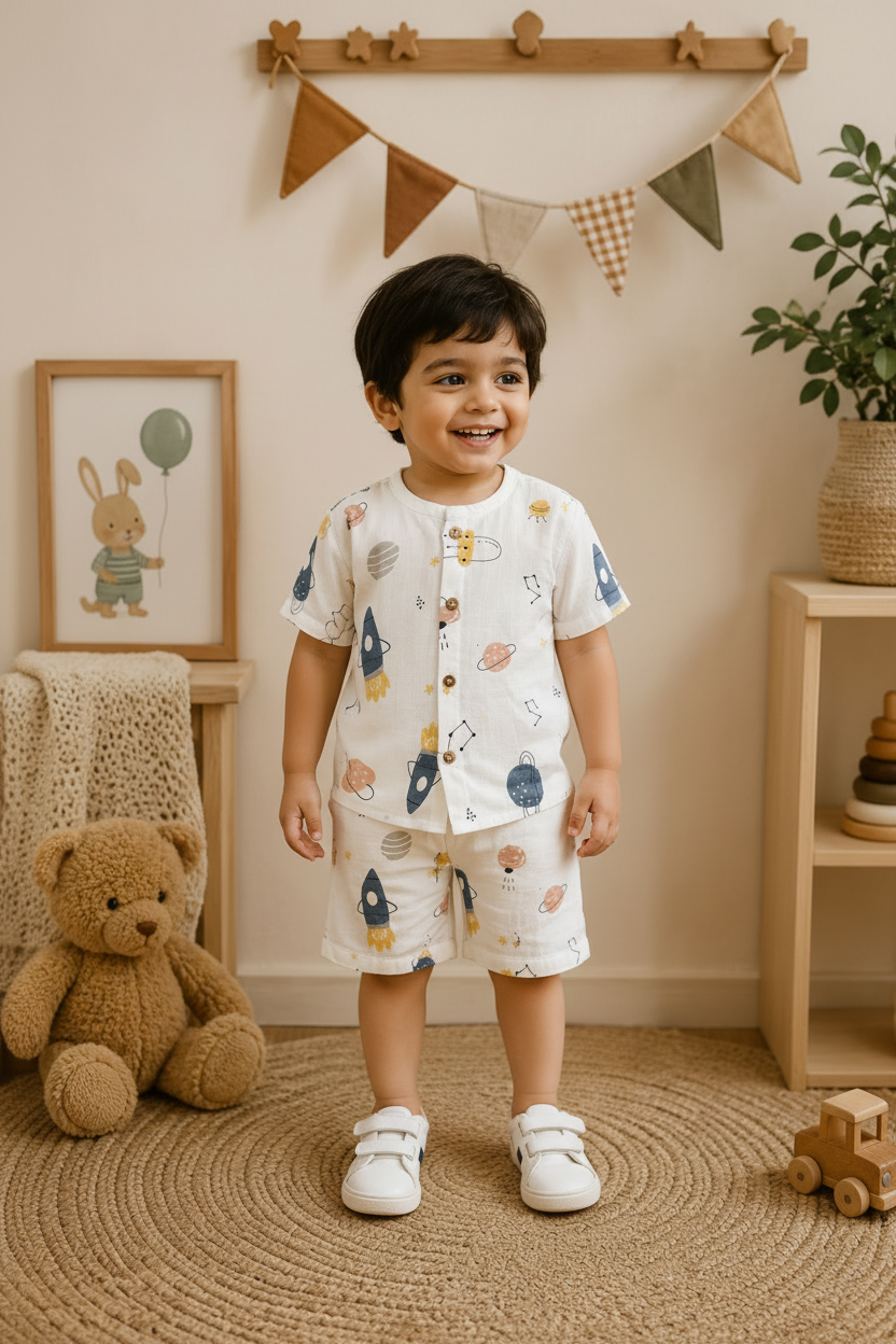 Blue Rocket Shirt And Shorts Set