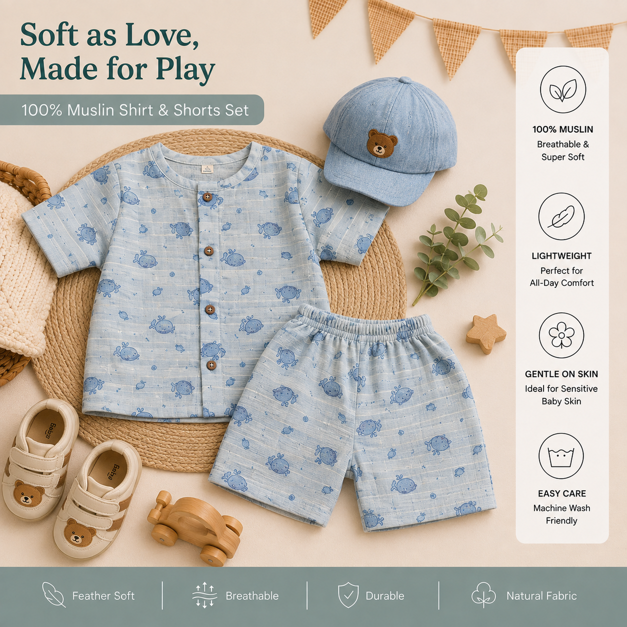 Blue Whale Shirt and Shorts Set
