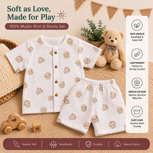 Brown Cupcake Shirt and Shorts Set