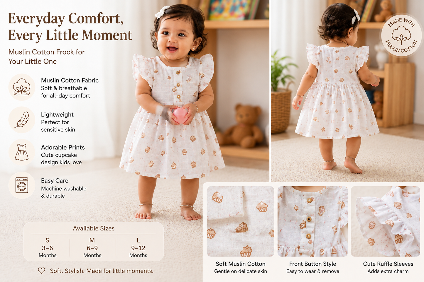 Brown Cupcake Muslin Frock