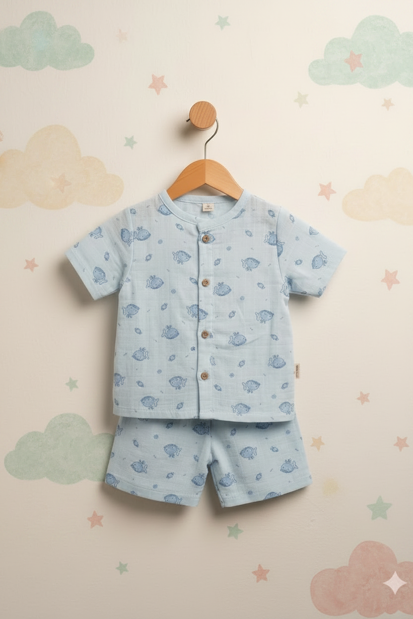 Blue Whale Shirt and Shorts Set