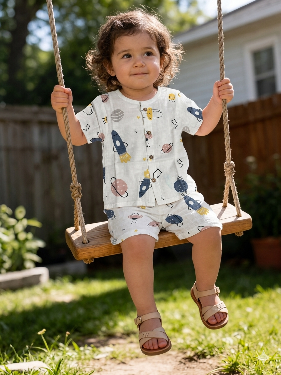 Blue Rocket Shirt And Shorts Set