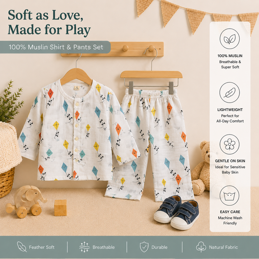 Blue Kite Muslin Co Ord Set