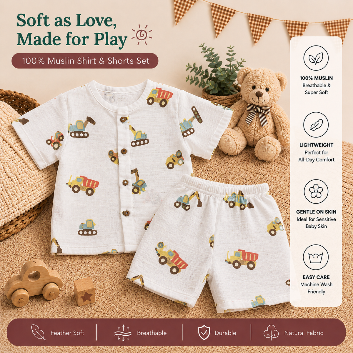 Yellow Truck Shirt and Shorts set
